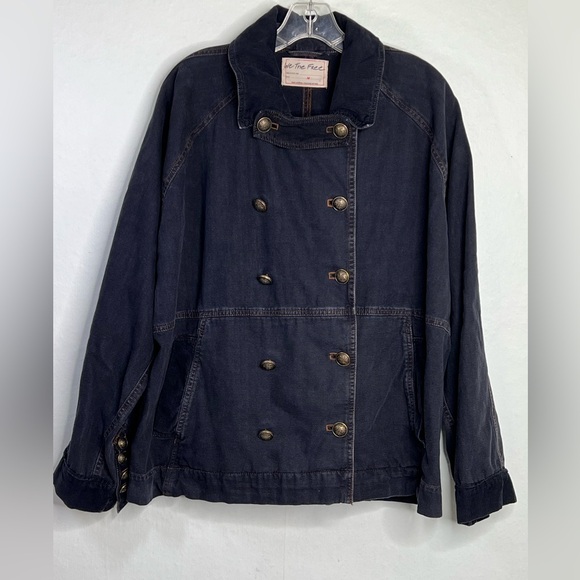 FP We The FreeNavy Double-Breasted Jacket with Brass Buttons SZ.Sm. NWT #122 - Picture 2 of 7
